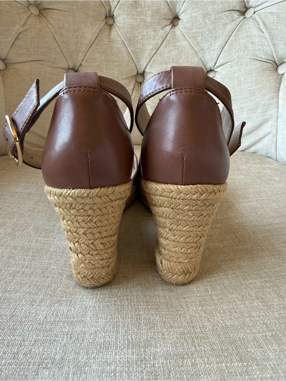 NEW Jack Rogers Palmer Closed Toe Espadrille Wedges Mocha 6.5